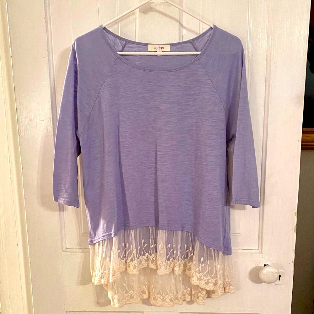Umgee Lace Hemmed Shirt